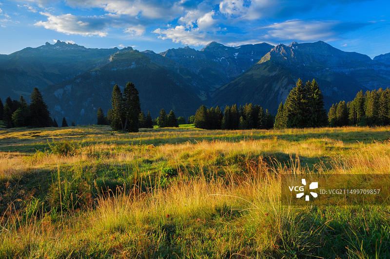 瑞士格拉鲁斯州布劳恩瓦尔德地区的卡尔普夫景色图片素材