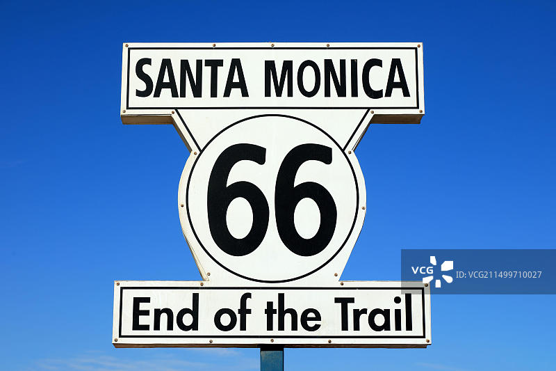 美国加利福尼亚州洛杉矶66号公路终点圣莫尼卡图片素材