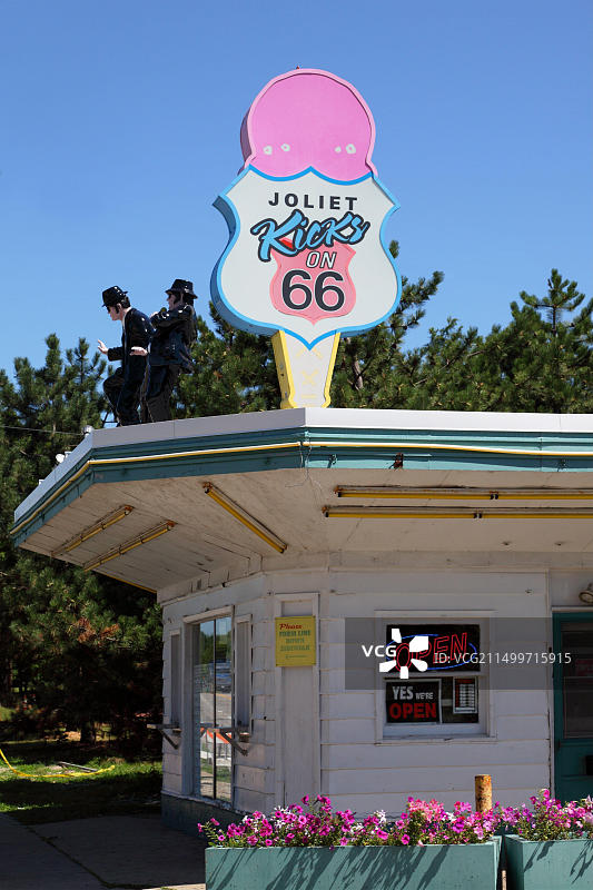 美国伊利诺伊州乔利埃特66号公路公园冰淇淋店图片素材