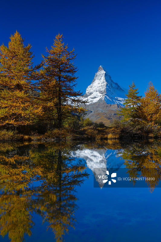 瑞士马特宏峰和Grindjisee湖图片素材