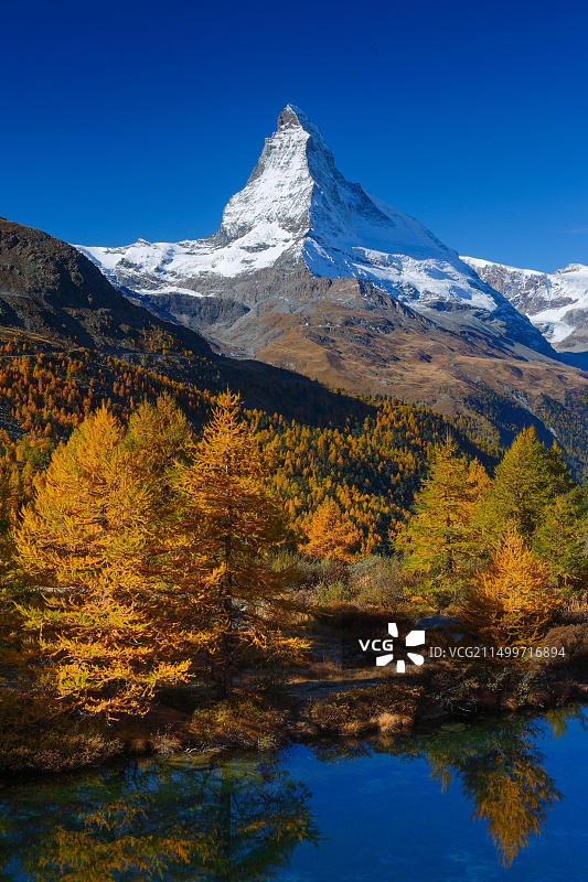瑞士马特宏峰和Grindjisee湖图片素材