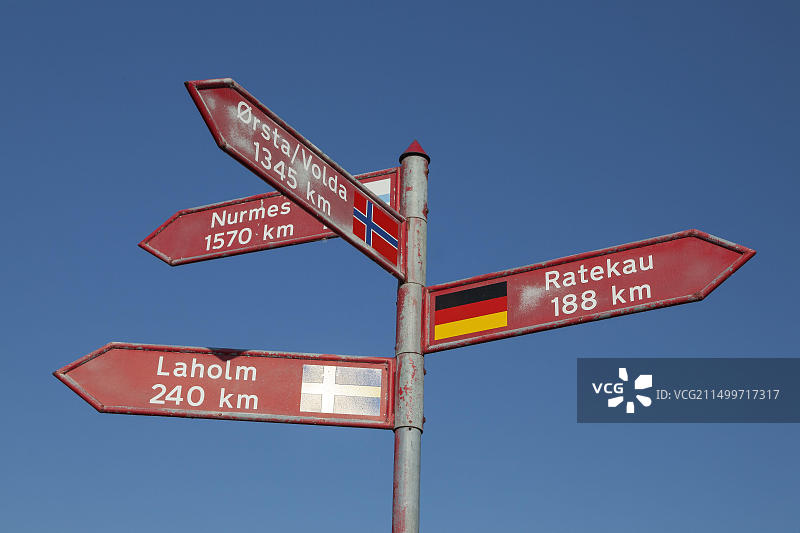 丹麦西兰岛蒙岛：斯泰厄的路标图片素材