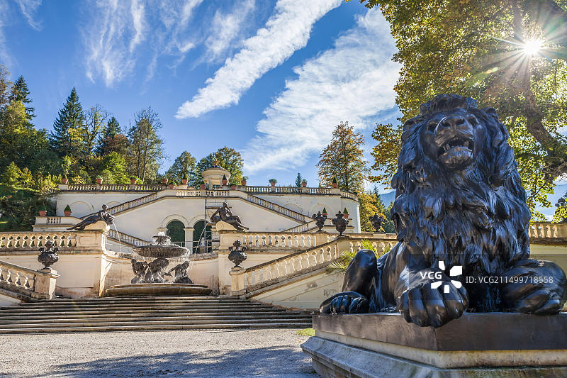 地理/旅游，德国，巴伐利亚，埃塔尔，林德霍夫城堡的露台花园，埃塔尔，巴伐利亚，add - rights-clears-info - not - available图片素材
