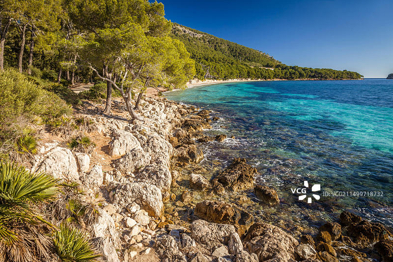 西班牙马略卡岛波连萨港和福门托海滩图片素材