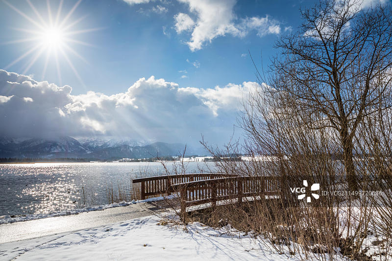 德国巴伐利亚霍普芬湖风光图片素材