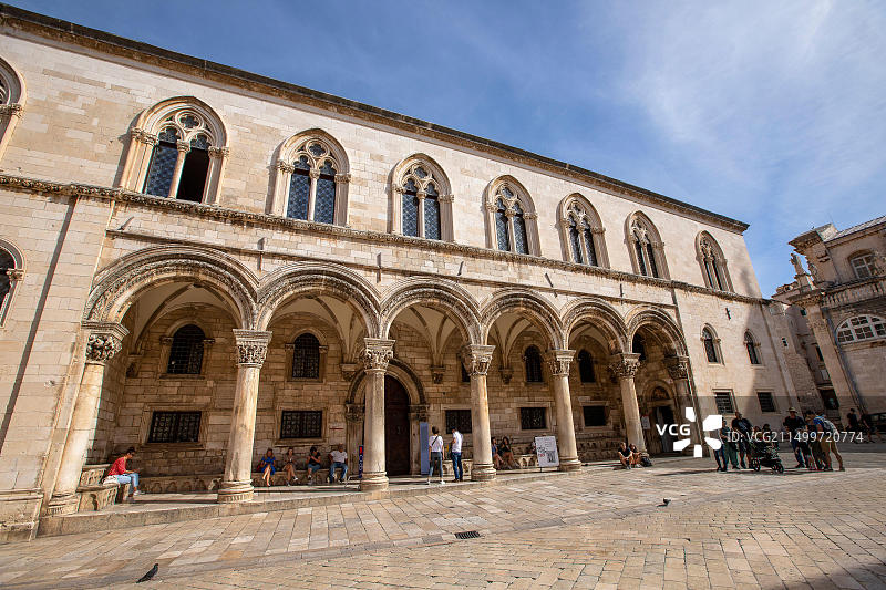 克罗地亚杜布罗夫尼克老城区中心广场景观图片素材