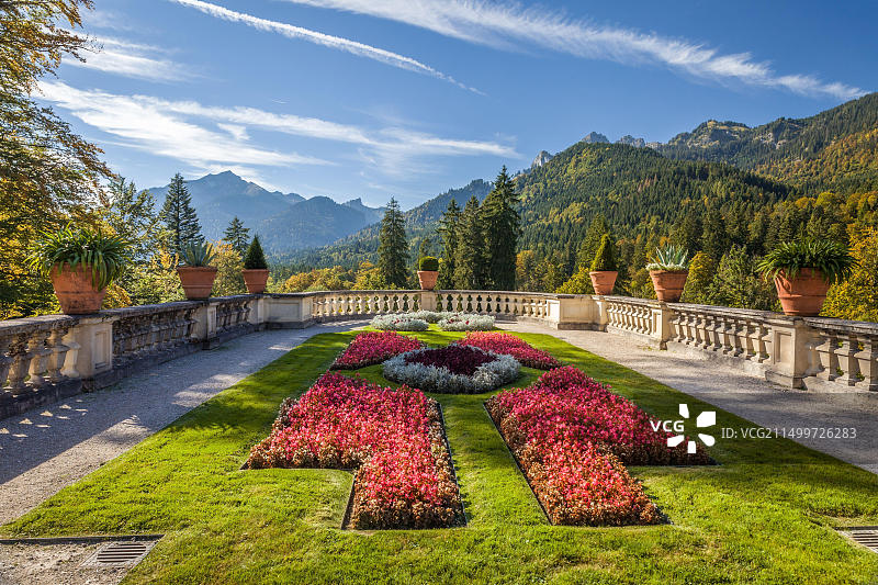 地理/旅游,德国,巴伐利亚,埃塔尔,林德霍夫城堡的露台花园,埃塔尔,巴伐利亚,add - rights-clears-info - not - available图片素材