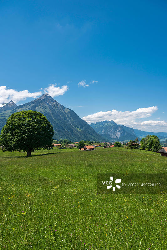 瑞士内森山和艾斯奇小镇风光图片素材