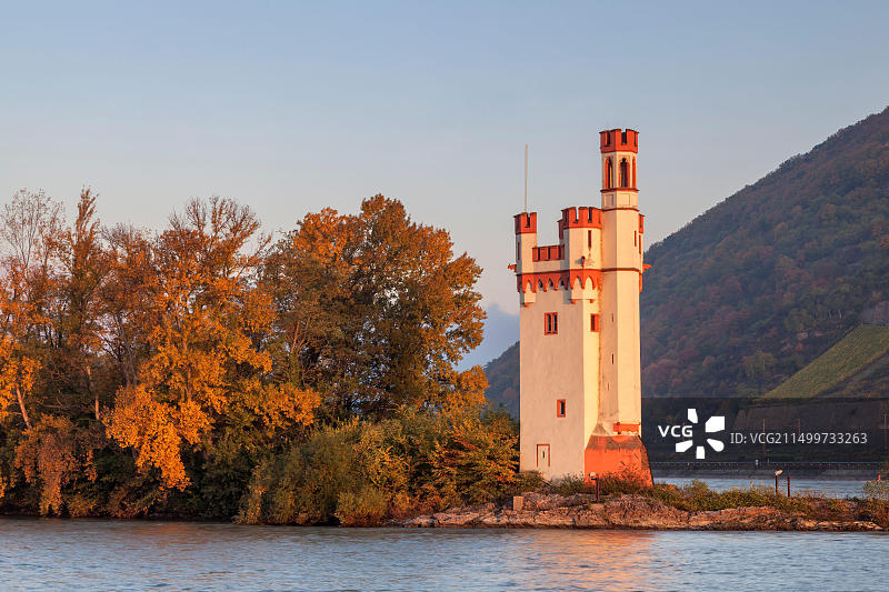 德国莱茵兰-普法尔茨宾根莱茵河畔鼠塔图片素材