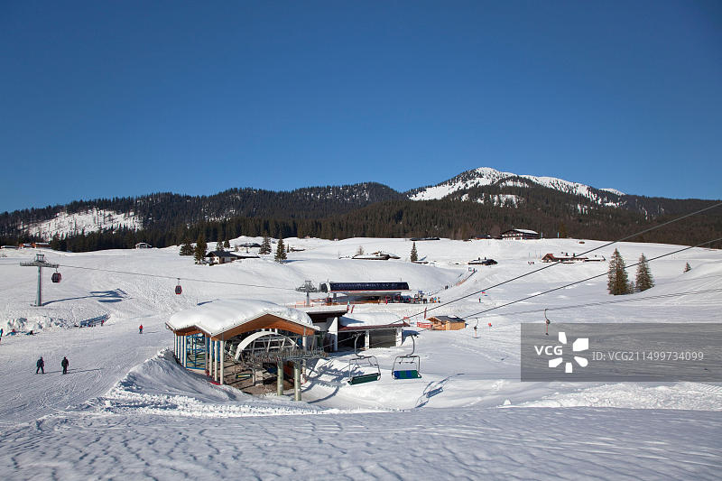 德国巴伐利亚赖特温克尔的温克尔莫萨尔滑雪区山顶站图片素材