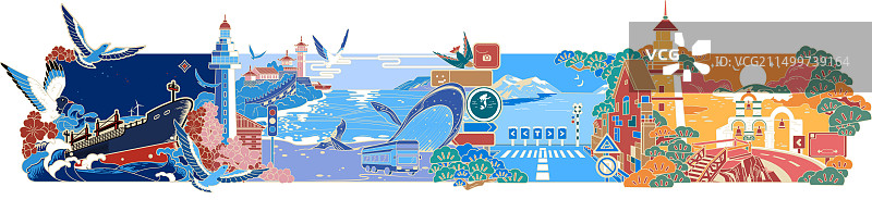 烟台威海景点图案图片素材