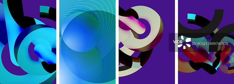 紫色背景上充满活力的液体拼贴画图片素材