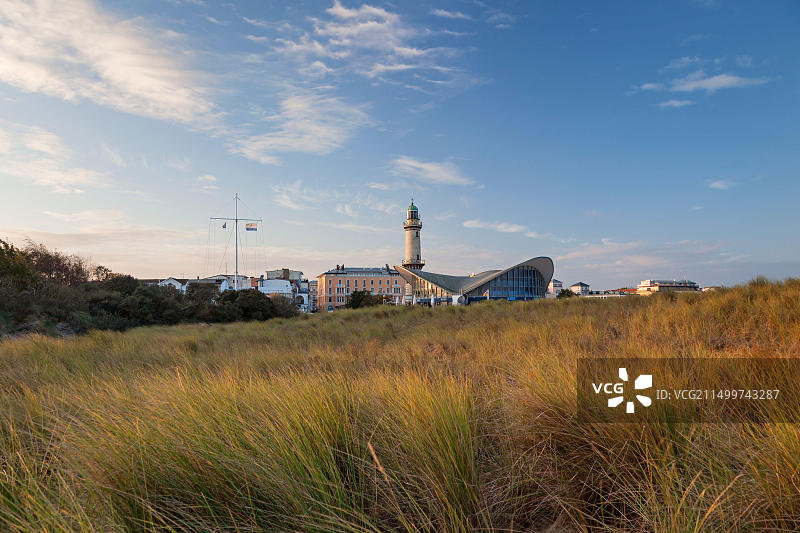 德国罗斯托克梅克伦堡-前波美拉尼亚灯塔海滩景色图片素材