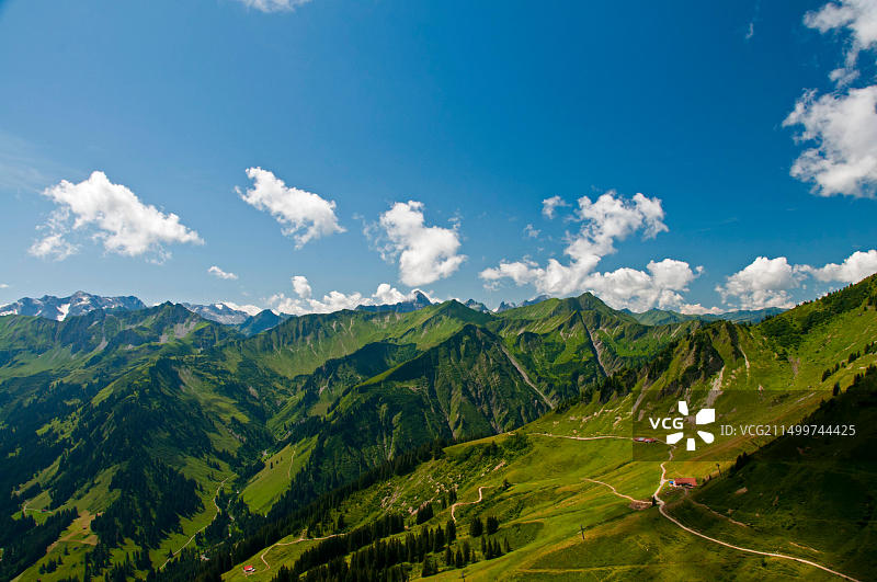 地理/旅行,奥地利,弗 Vorarl贝格,风景,从Walmendinger Horn向南到Lüchtle Alp的景色图片素材
