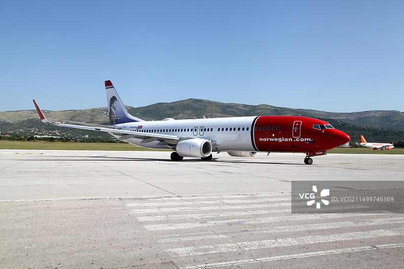 在克罗地亚斯普利特机场的挪威航空飞机图片素材