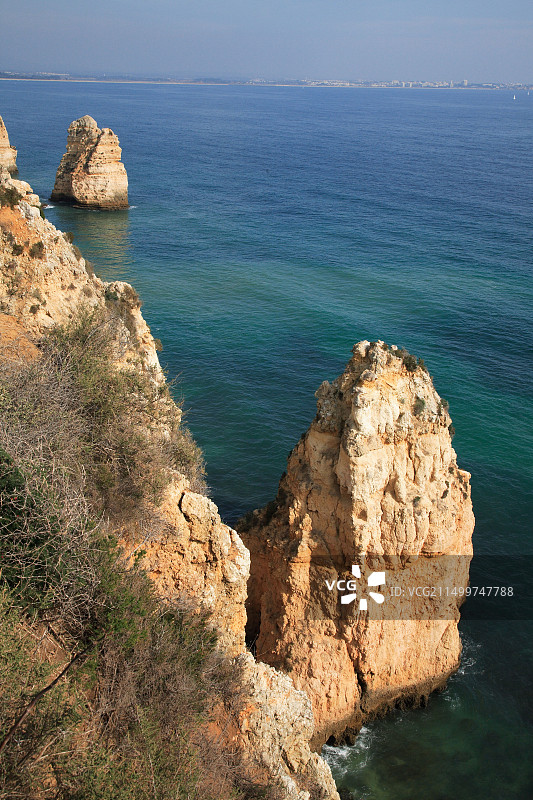 拉各斯阿尔加维葡萄牙蓬塔达皮耶达德海滩图片素材