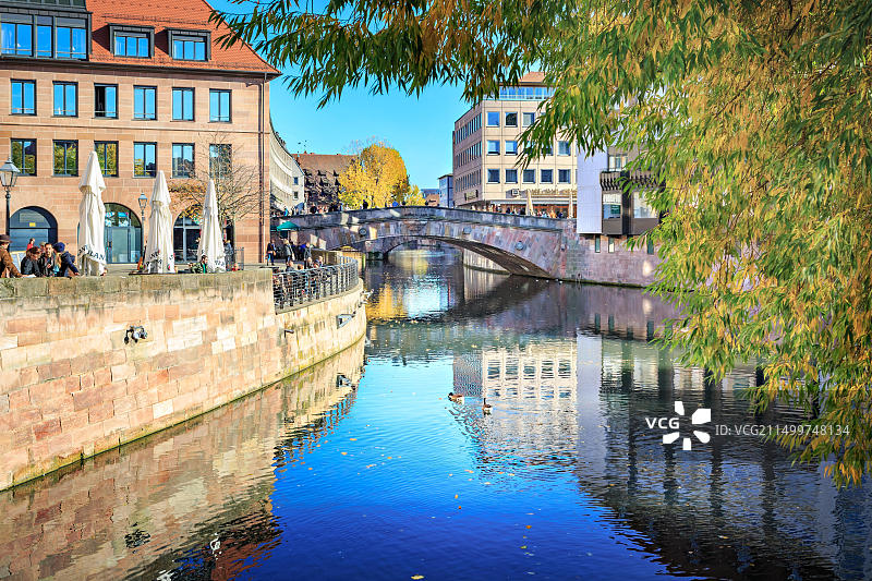 德国纽伦堡佩格尼茨河畔风光（2016年10月）图片素材