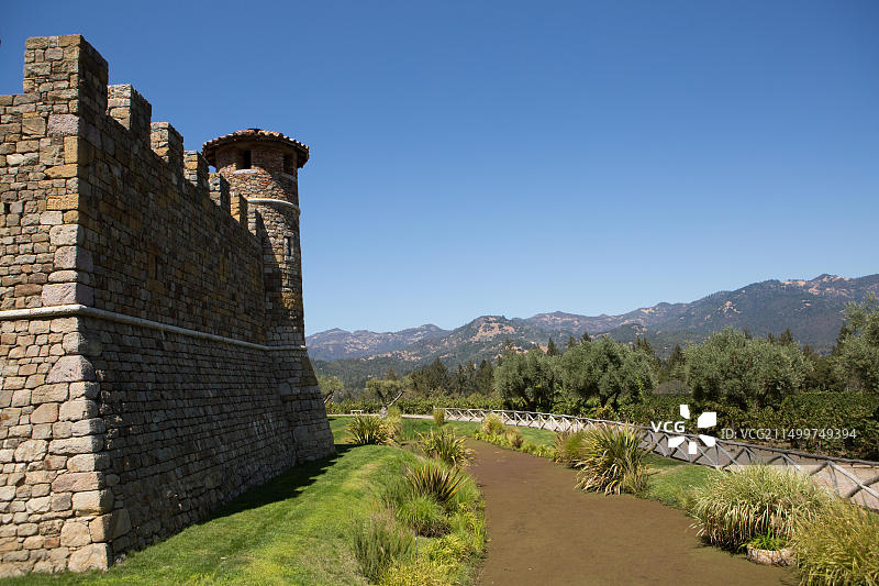 爱之堡酒庄的建筑，位于纳帕谷，设计成城堡图片素材