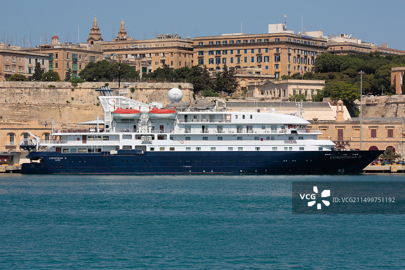 科林斯二号游轮停靠在马耳他大港图片素材