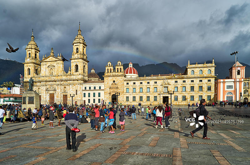 玻利瓦尔广场座堂，波哥大，哥伦比亚图片素材