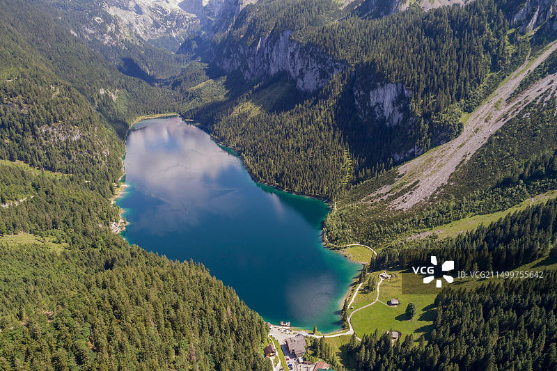 奥地利上奥地利州戈绍湖航拍图片素材