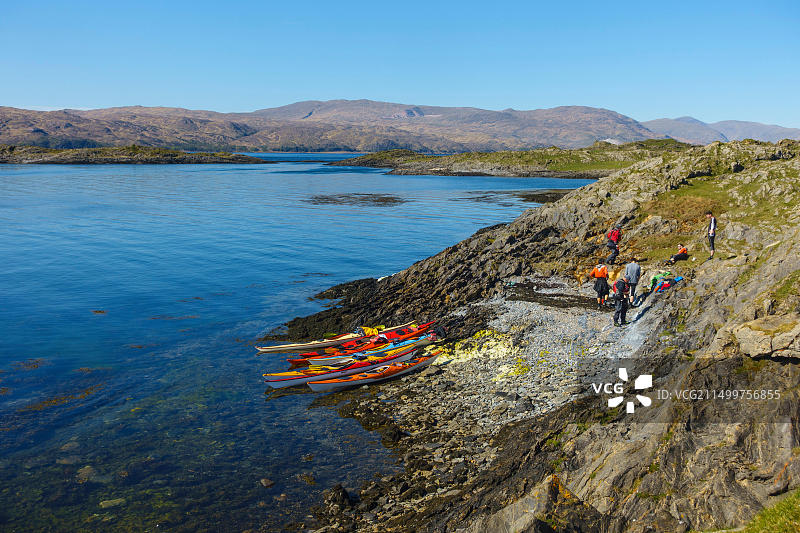 苏格兰利斯莫尔岛内赫布里底群岛海上皮划艇之旅图片素材