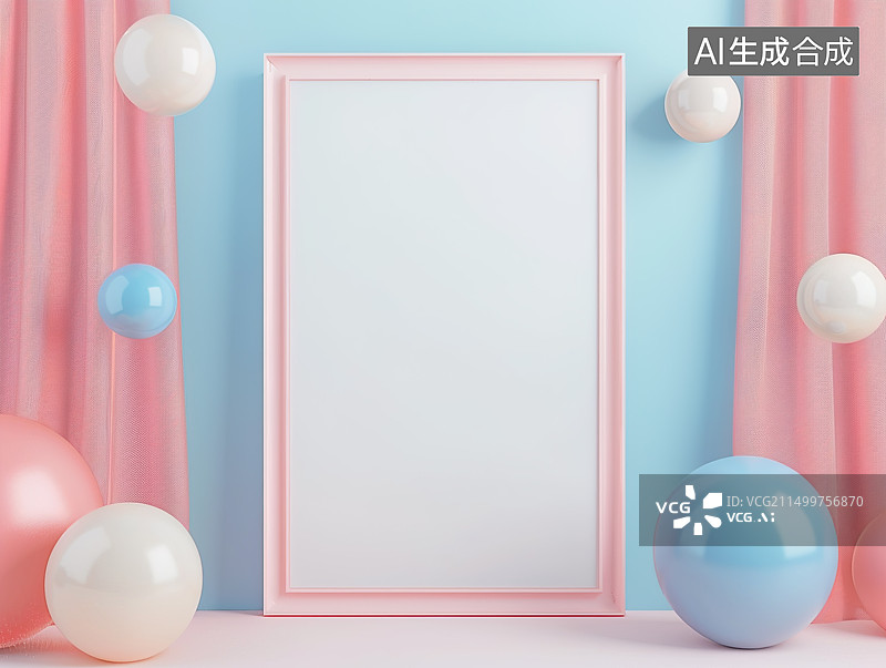 【AI数字艺术】莫兰迪颜色 相框 样机图片素材