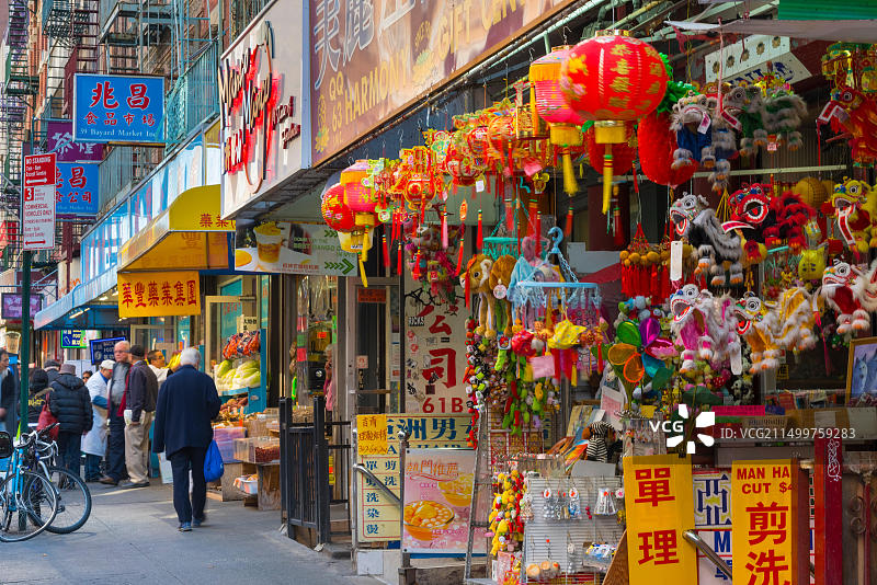 美国纽约曼哈顿唐人街图片素材