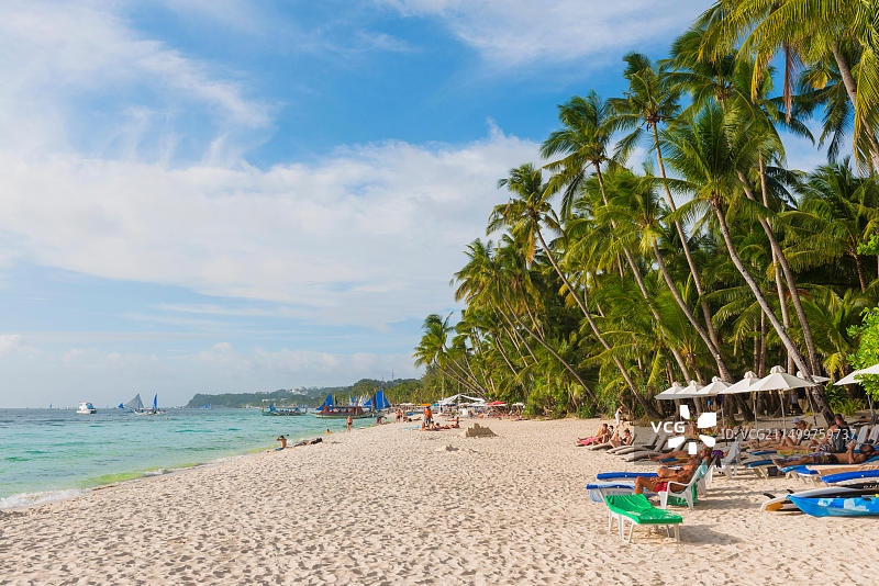 菲律宾长滩岛丁威德海滩风光图片素材
