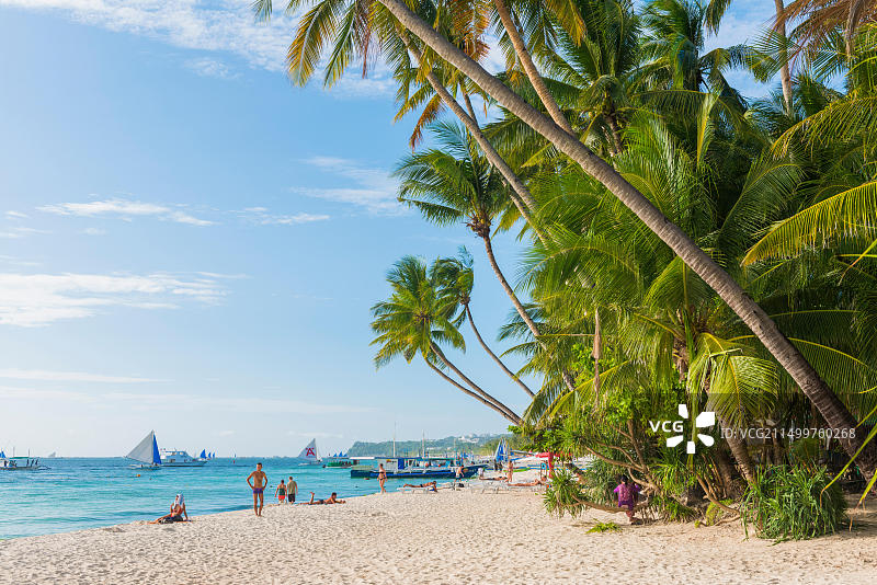 菲律宾长滩岛丁威德海滩风光图片素材