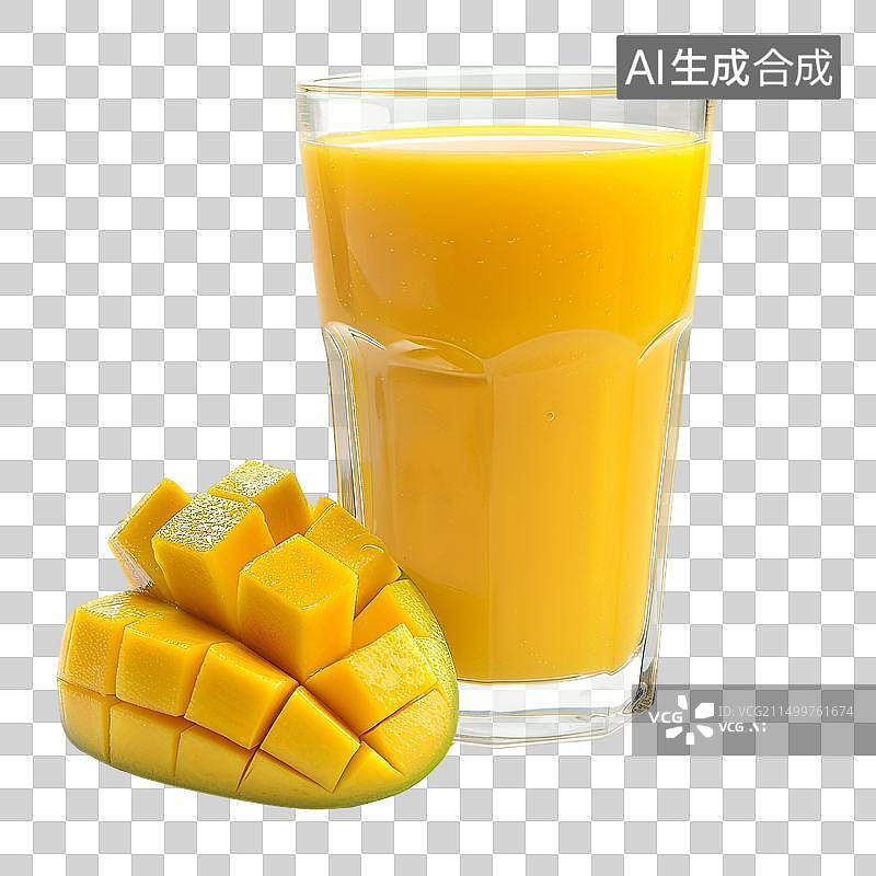 【AI数字艺术】芒果果汁饮料PNG设计元素图片素材