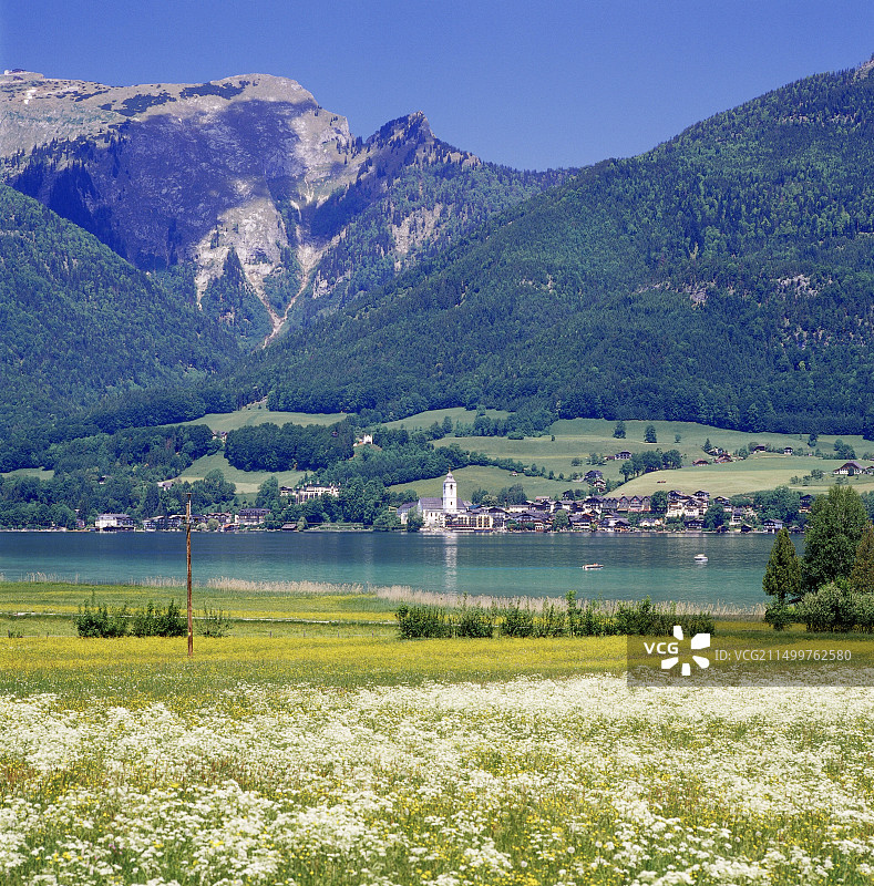 地理/旅行，奥地利上奥地利州沃尔夫冈湖，圣沃尔夫冈图片素材