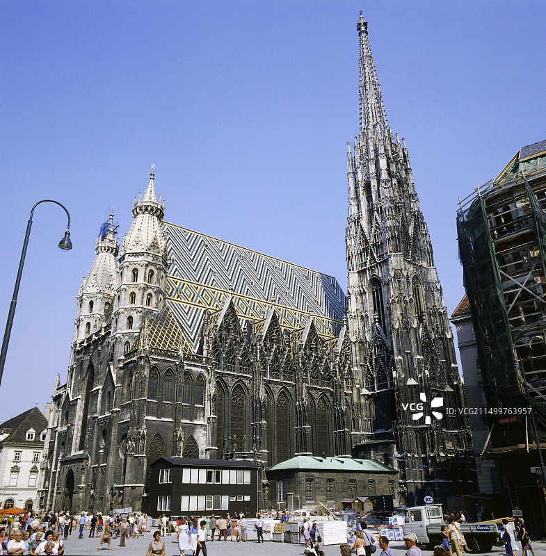 奥地利维也纳圣斯蒂芬大教堂（20世纪80年代外观）图片素材