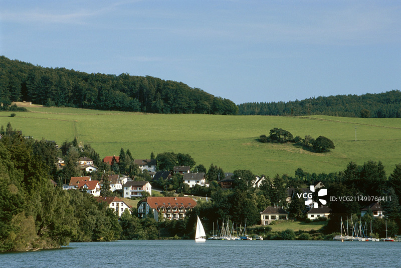 德国绍尔兰迪梅尔湖自然公园水库风光图片素材