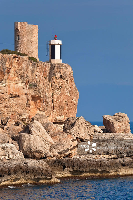西班牙马略卡岛卡拉菲格拉灯塔图片素材