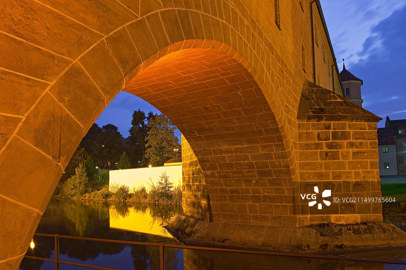 地理/旅行，德国巴伐利亚州，安贝格，带维尔斯河的城墙门，Stadtbrille图片素材