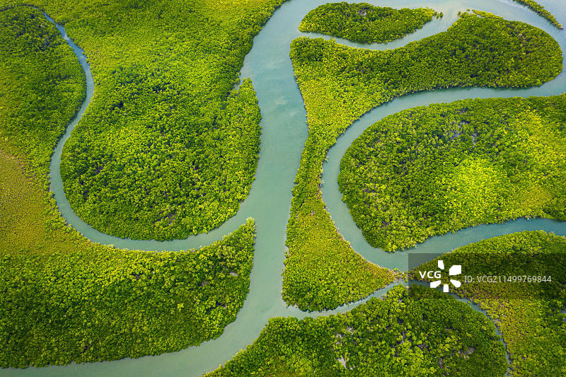 欣钦布鲁克海峡及其红树林航拍图片素材
