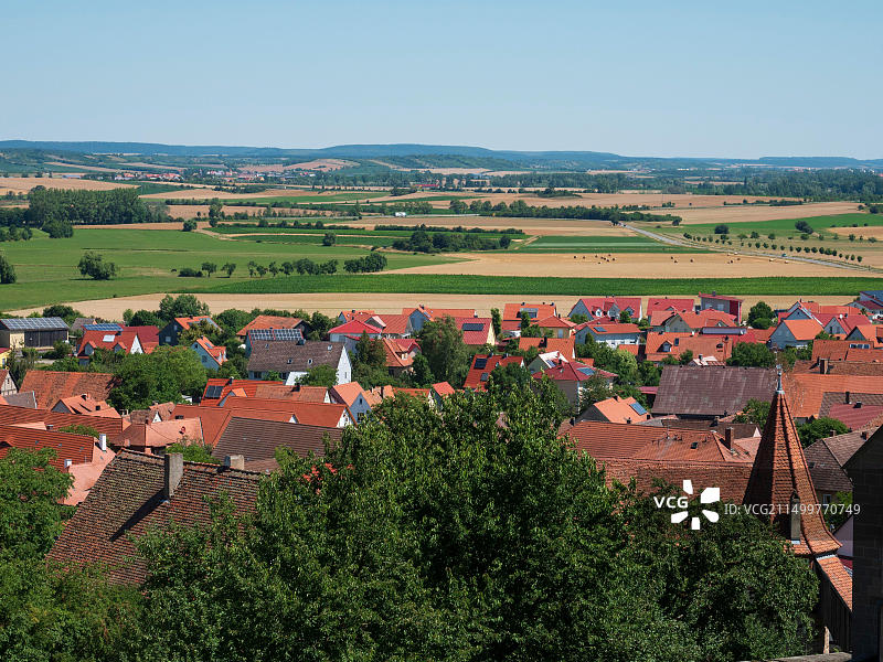 从德国巴伐利亚州弗兰肯行政区米特尔弗兰肯上空看布格贝恩海姆图片素材
