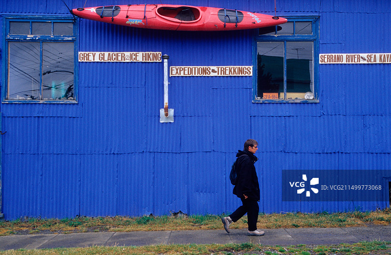 运动与探险旅行社。纳塔莱斯港。巴塔哥尼亚。智利，南美洲图片素材