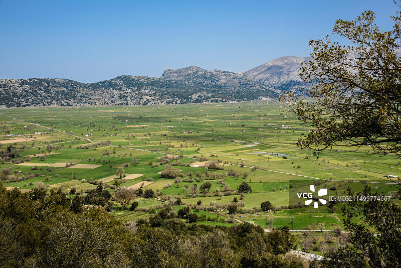 从迪克第山脉看克里特岛的拉西锡高原图片素材