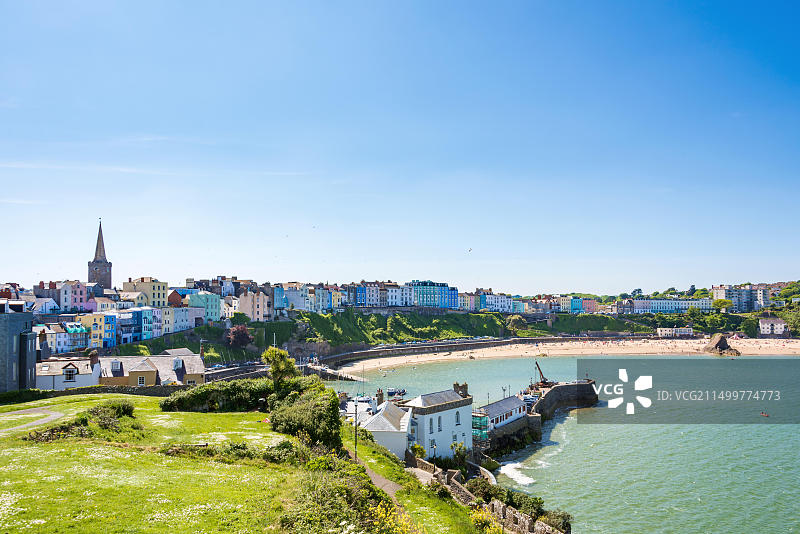 英国威尔士滕比天际线图片素材