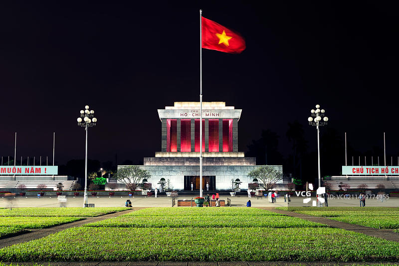 越南河内胡志明陵夜景图片素材