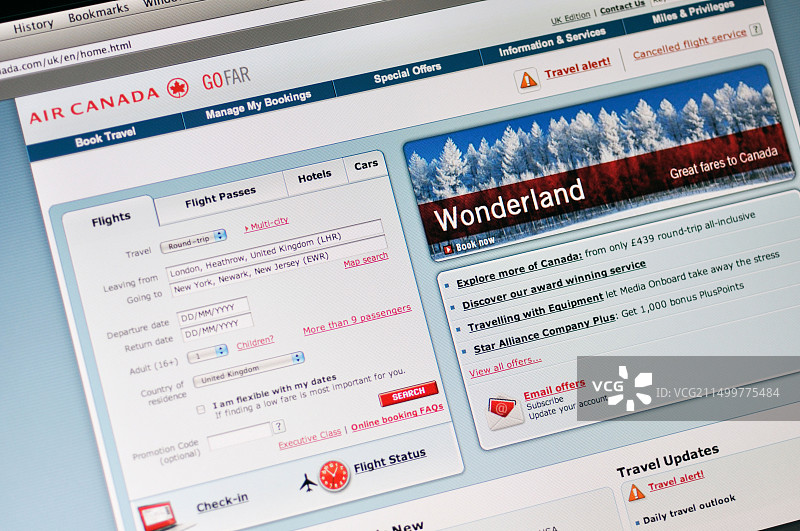 加拿大航空公司网站图片素材