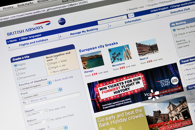 英国航空公司网站图片素材