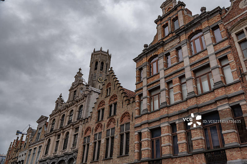 布鲁日斯廷街和贝尔福，比利时图片素材