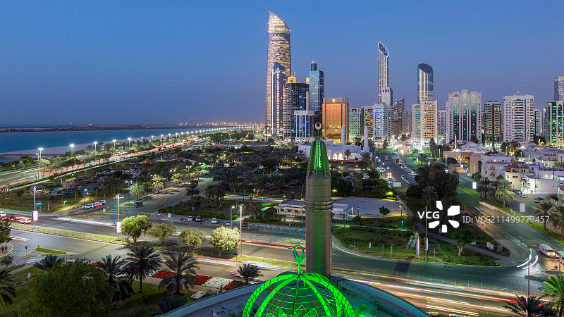 现代城市天际线，阿拉伯联合酋长国阿布扎比图片素材