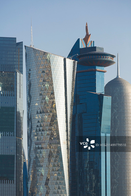 卡塔尔多哈西湾中央金融区新天际线图片素材