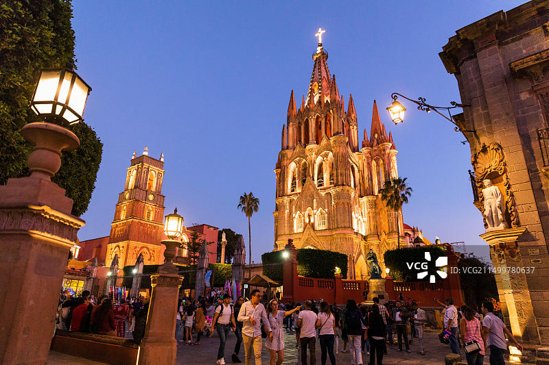 墨西哥瓜纳华托州圣米格尔-德阿连德圣米格尔大教堂图片素材