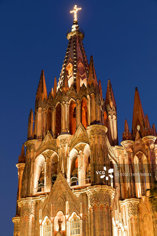 墨西哥瓜纳华托州圣米格尔-德阿连德圣米格尔大教堂图片素材