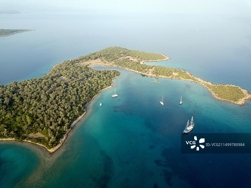 土耳其格科瓦湾塞迪尔岛鸟瞰图图片素材